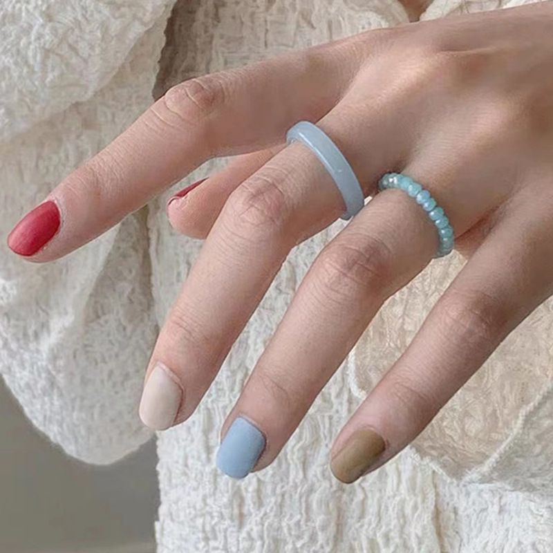 Colore caramella ~ due set di anelli semplici in acrilico trasparente indice dito coreano moda femminile personalità ins anello femminile_voghion.com