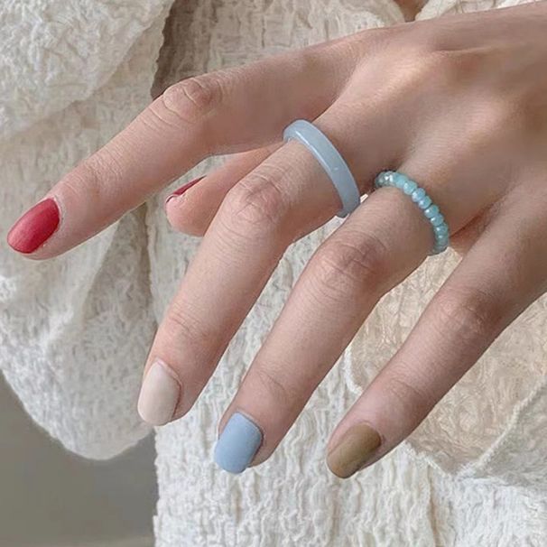 Colore caramella ~ due set di anelli semplici in acrilico trasparente indice dito coreano moda femminile personalità ins anello femminile_voghion.com