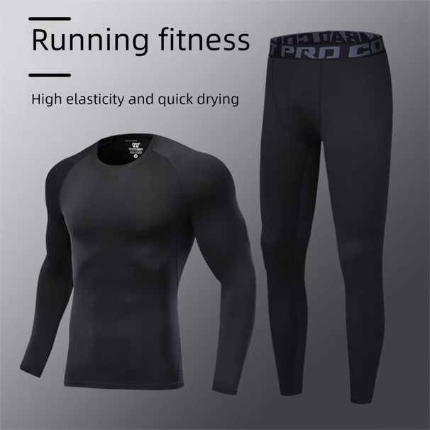 Allen Botun Fitness Men's High Elastic Compression Autumn Thermal Underwear Quick-Dry Winter Sports Tight Training_voghion.com