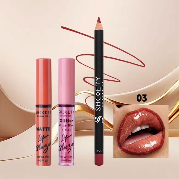 Lip Gloss Lipstick Set Pearlescent Lip Gloss Matte Waterproof Non Stick Lip Glaze Lip Liner_voghion.com