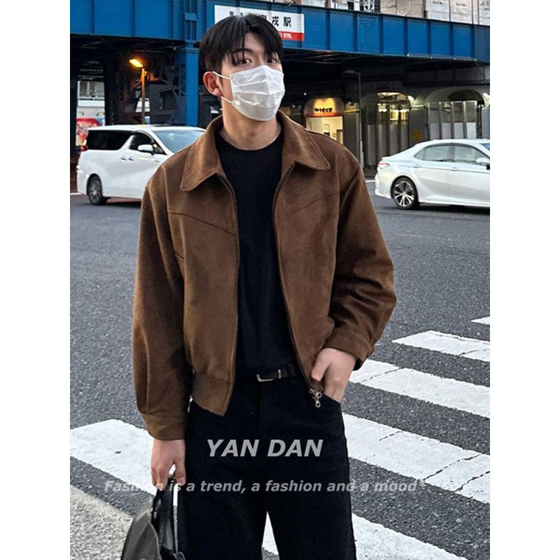 Adatto a tutte le stagioni, giacca da uomo in stile business, stile college, slim fit, minimalista, unico, autunno inverno, con colletto rovesciato._voghion.com