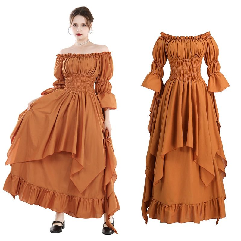 Halloween costume, medieval Renaissance women's Gothic witch dress, stage costume_voghion.com