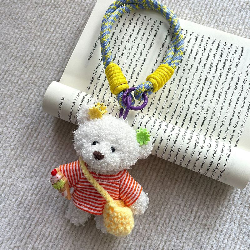 Korean Dongdaemun Dopamine Teddy Bear Bag Charm - Cute Fluffy Animal Keychain For Bags, Backpacks & Gifts (Multiple Colors & Styles)_voghion.com
