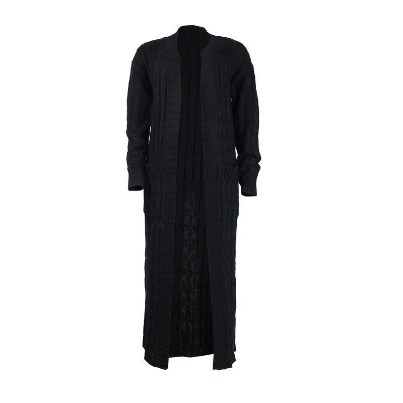 K Lässige Damenbekleidung im Lazy Style, einfarbig, lange Strickjacke mit gedrehtem Muster;_voghion.com