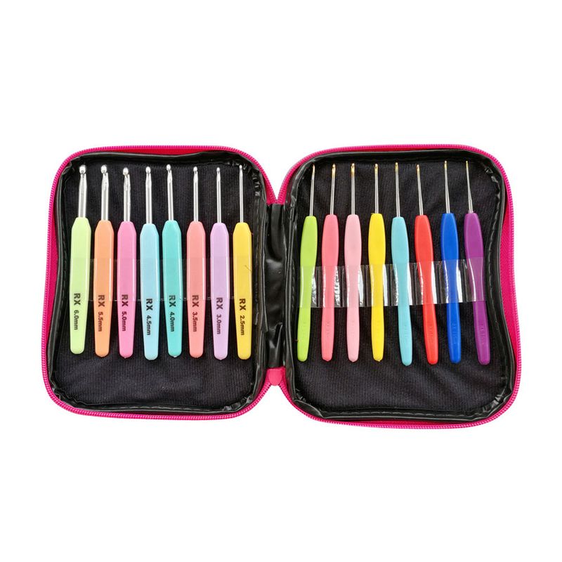 Strumenti per maglieria manico in plastica morbida combinazione di uncinetto in ossido di alluminio set confezione in PU con manico morbido da fine a spesso_voghion.com