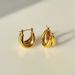 Real Gold Electroplated Titanium Steel Vintage Retro Versatile Double Layer U Shaped Earrings_voghion.com