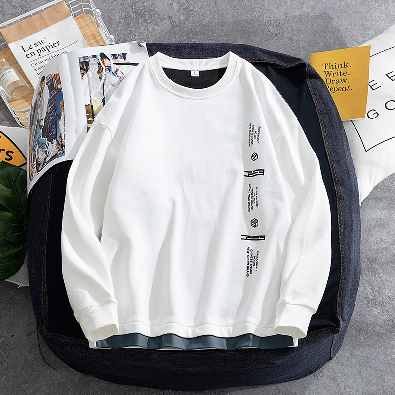 Nuova felpa con cappuccio girocollo da uomo per la stagione primaverile e autunnale, versione coreana, felpa con cappuccio a maniche lunghe finta alla moda in due pezzi, da strada_voghion.com