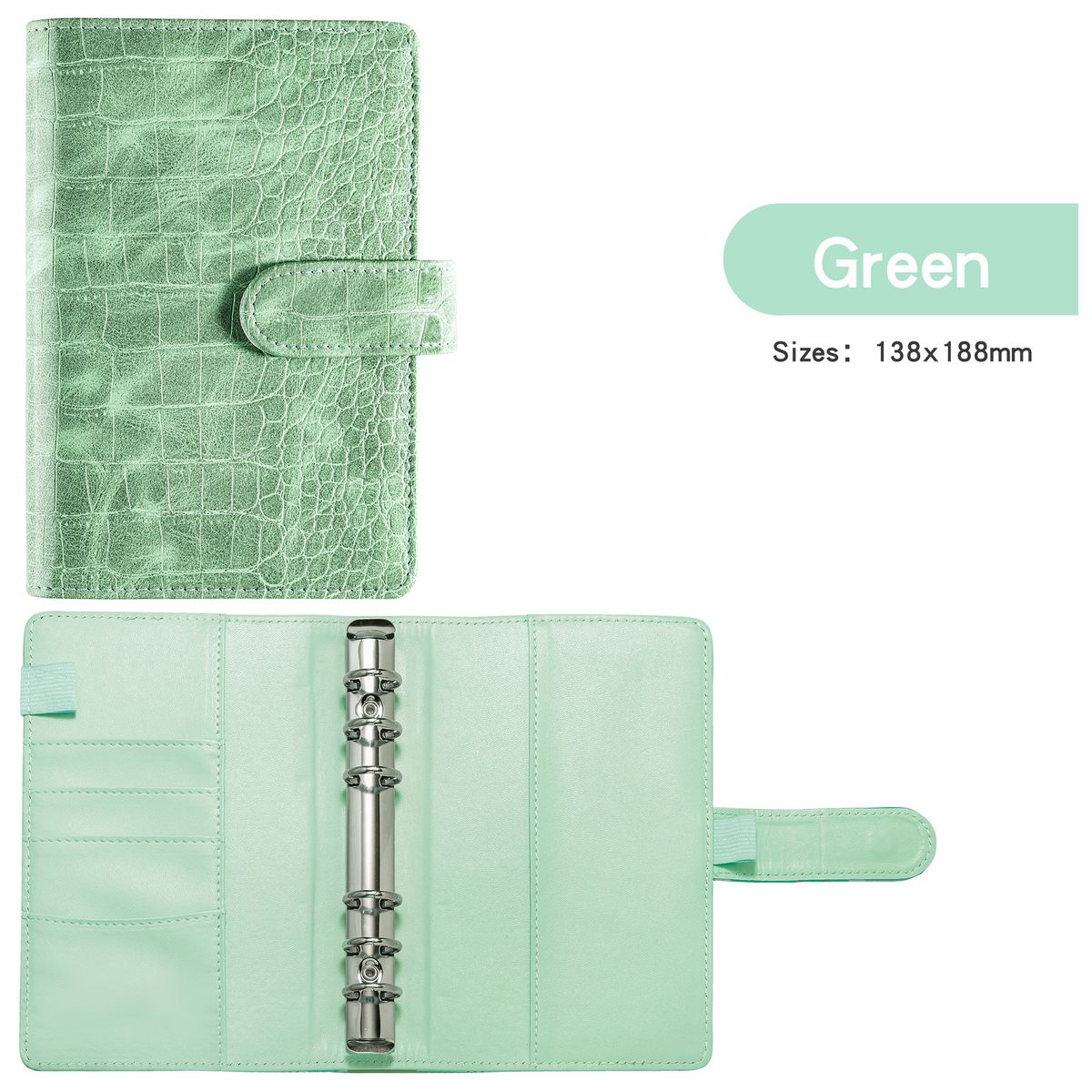 Refillable Notebooks A6 Loose Leaf Folder Open Pocket Macaron Notebook PU Leather Loose Leaf Cash Budget Handbook_voghion.com