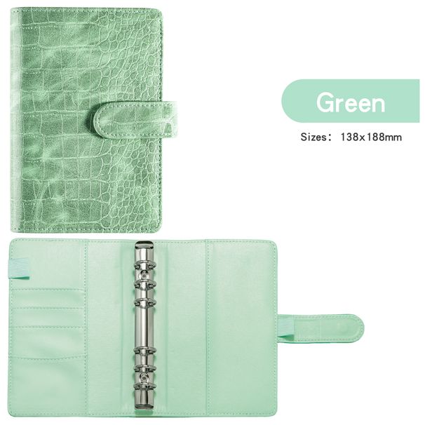 Refillable Notebooks A6 Loose Leaf Folder Open Pocket Macaron Notebook PU Leather Loose Leaf Cash Budget Handbook_voghion.com