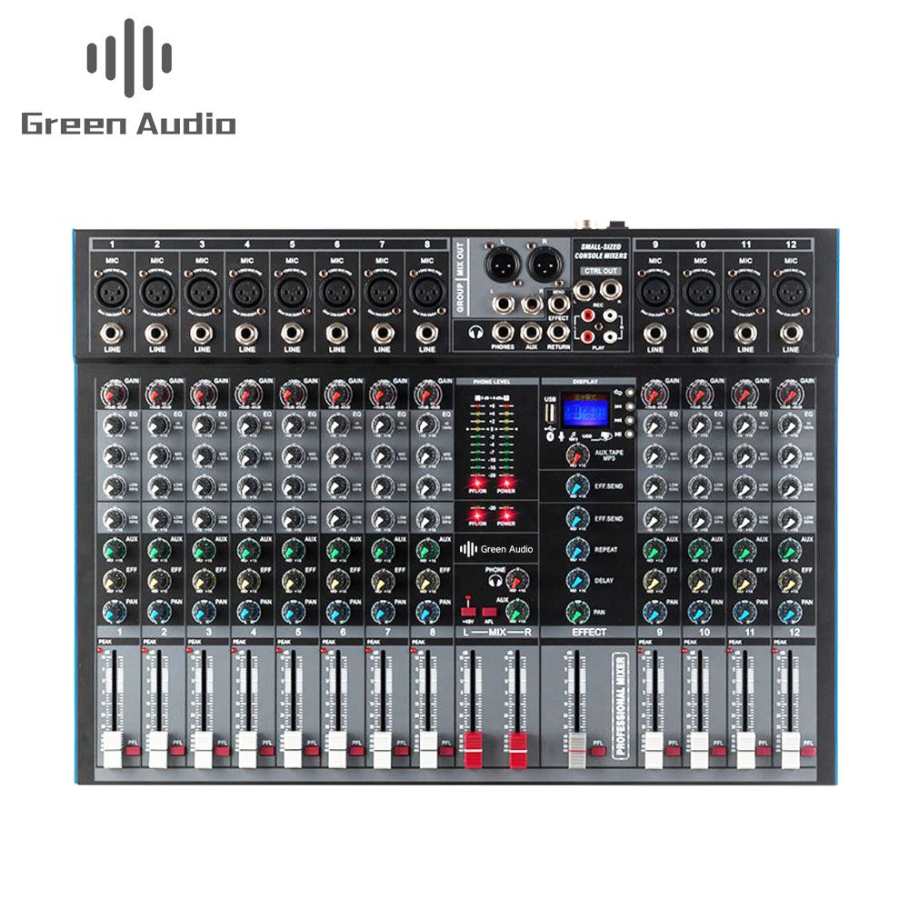 GAX-ET12 Professioneller 12-Kanal-Mixer mit Einzelgruppenausgang BT und Effekthall für Bühnenauftritte bei Hochzeiten_voghion.com