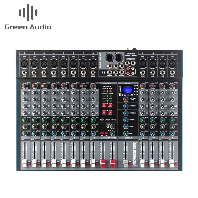 GAX-ET12 Professionel 12-kanals mixer single group output BT med effekt rumklang til scenebryllup_voghion.com