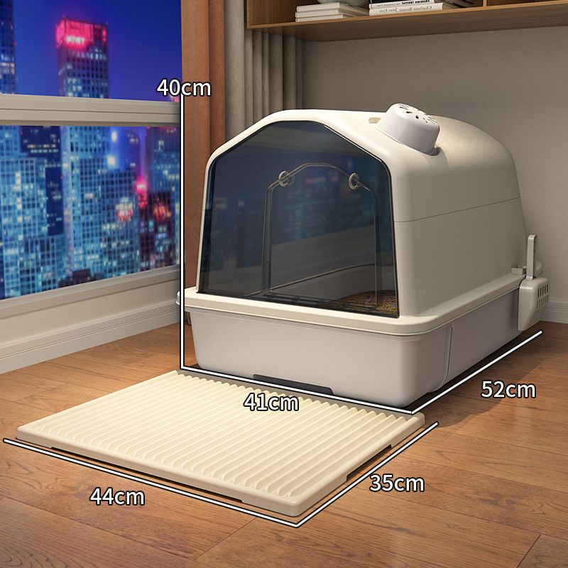 Caixa de areia para banheiro desodorizante totalmente fechada, à prova de odores e respingos, caixa de cocô para gatos extra grande_voghion.com
