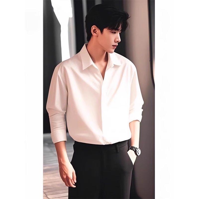 Pulse Pulse Bai Jingting Sang Yan Same Style Black Men Spring Autumn High-end Long Sleeve Shirt Suit Inner Wear Minimalist Jacket_voghion.com