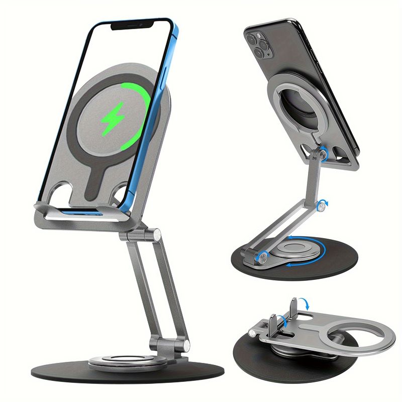 [Hot sales]Cell Phone Aluminum Stand For Desk,Adjustable Height And Angle Charging Holder Dock For Magsafe Charger, Compatible With IPhone 15/14/13/12_voghion.com