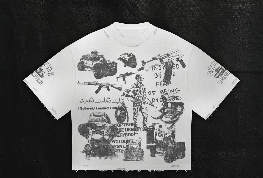 2025 Soldier Tank Gun Print Kurzarm T-Shirt Sommer Trendy Marke Rundhals Herren Top Heißer Verkauf_voghion.com