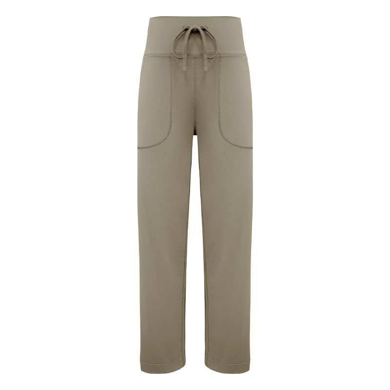 Pantalon de survêtement ample taille haute pour femme, décontracté, long, avec cordon de serrage, couleur unie, pour la course, le fitness, simple et slim_voghion.com