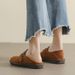 Birkenstocks da donna con suola morbida in pelle di vacchetta smerigliata, scarpe singole con testa rotonda e un pedale, Birkenstocks da donna con suola piatta_voghion.com