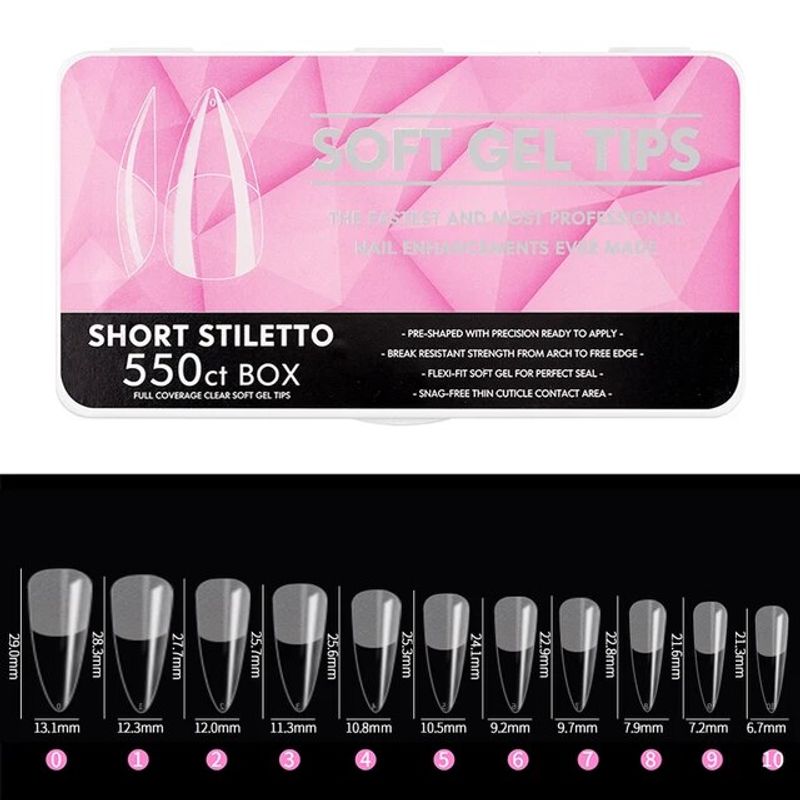 Arte Clavo Clear Medium Long Almond Nail Tips Kit Soft Gel Full Cover Tips Soak Off Nail Extension Gel Tips False Press on Nails_voghion.com