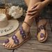 Damenschuhe Römische Ethnische Blume Strand Flache Sandalen Große Größe_voghion.com