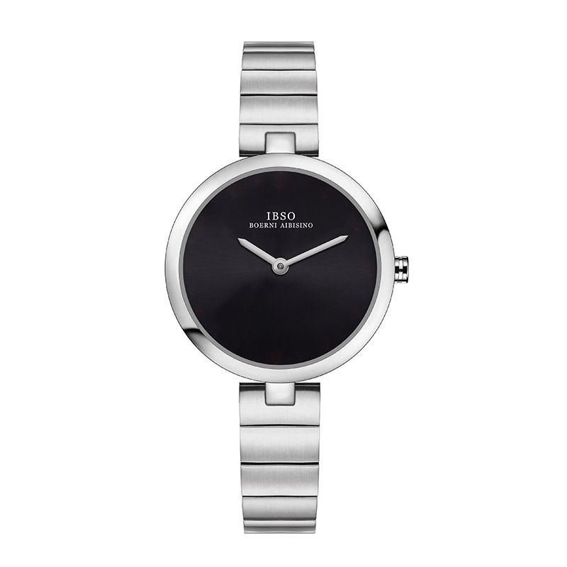 Orologio da donna IBSO con quadrante rotondo, vintage, piccolo, semplice, di lusso, di alta gamma, con cinturino in acciaio, argento_voghion.com