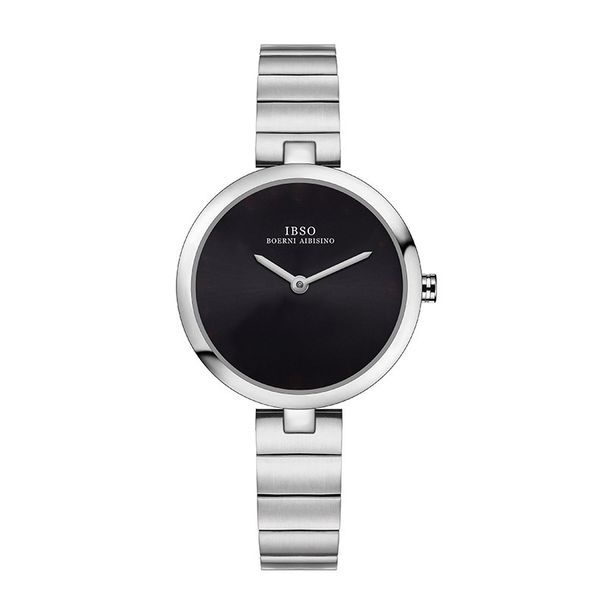 Orologio da donna IBSO con quadrante rotondo, vintage, piccolo, semplice, di lusso, di alta gamma, con cinturino in acciaio, argento_voghion.com