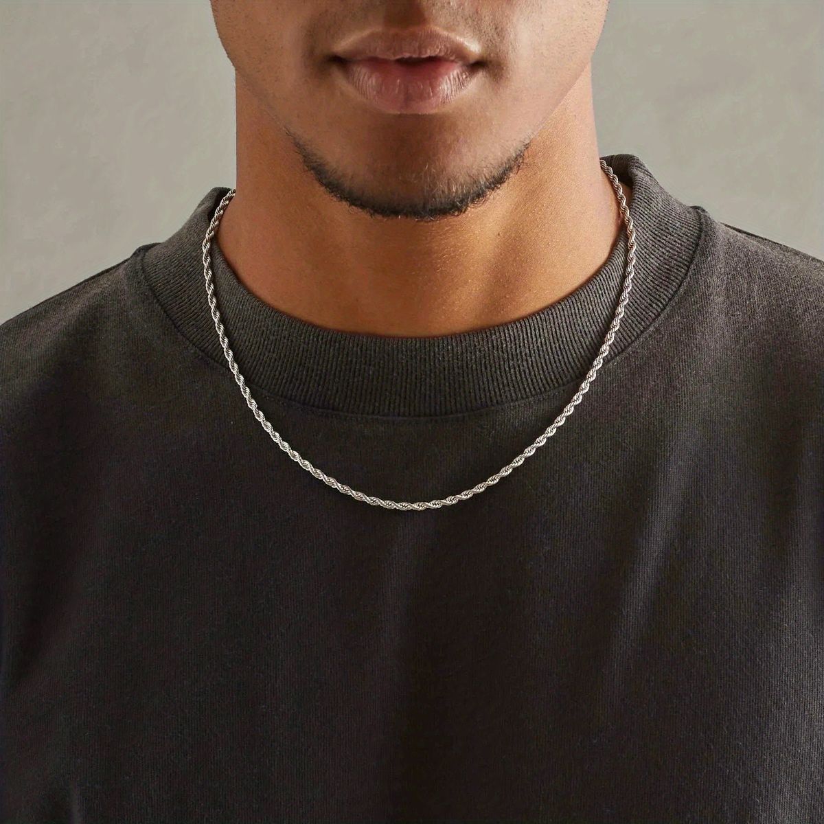 Necklaces Fashion 3mm Width Stains Steel Rope Chain Necklace Hip_voghion.com