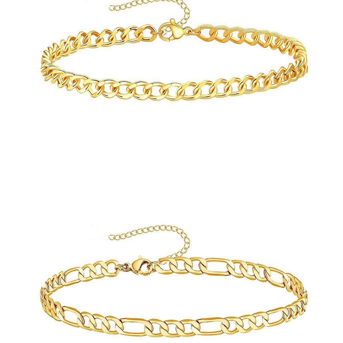 Accessori Set Oro Cubano e Figaro per Donna Cavigliera Catena da Spiaggia_voghion.com