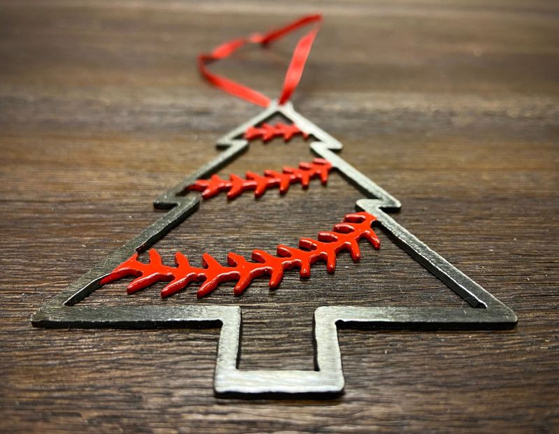 "THE TREE" - Steel Baseball Christmas Ornament_voghion.com