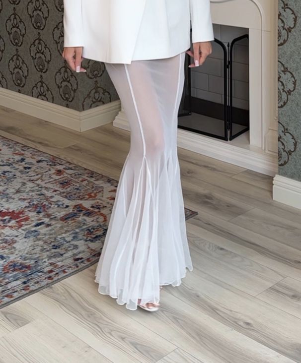 Neu Langarm Satin Top Anzug INS Lose Elastische Mesh Rock Zwei Stück Anzug_voghion.com