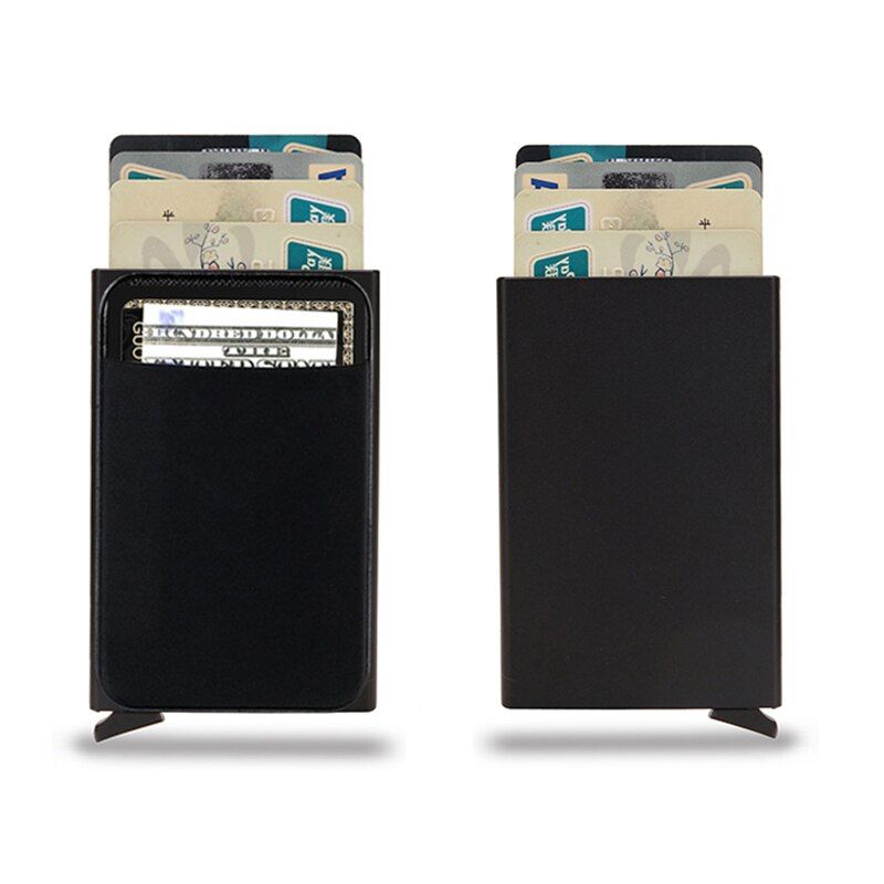 Porta carte di credito Smart Rfid Portafogli uomo minimalista in metallo sottile pop-up Portafogli uomo nero Carteira Masculina_voghion.com