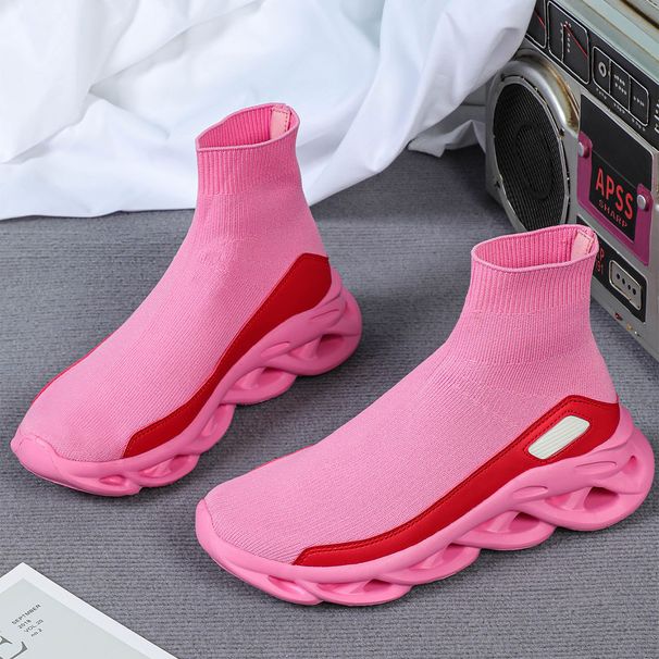 Women's Shoes Large Size Flying Knit Slip On Socks For Women, Elastic And Comfortable Outdoor Casual Shoes_voghion.com