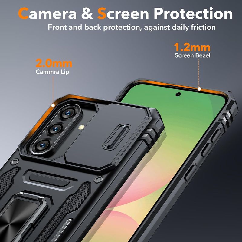 Case For Galaxy A56 5G Samsung A36 A55 A35 Slide Camera Stand Armor Shockproof Antifall Protection Kickstand Phone Cover_voghion.com