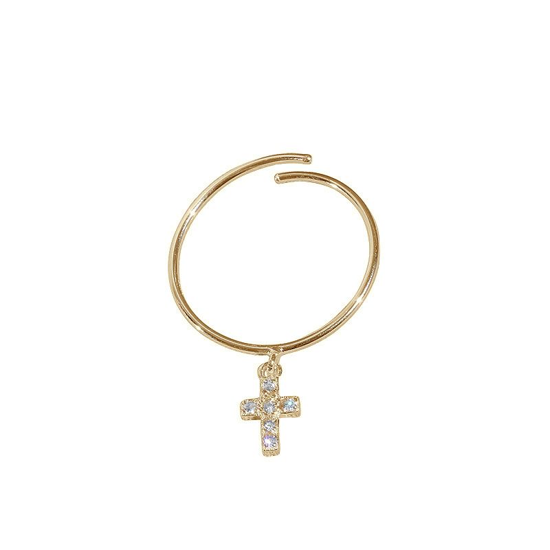 Zircon VENUS Fashion Inlaid Cross Ring Ladies Simple Line Personality All-match Open Ring Jewelry Gift For_voghion.com