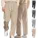 Men's Casual Knit Jogger Pants With Drawstring Waist - Stylish Solid Color & Jacquard Pattern For Autumn Winter_voghion.com