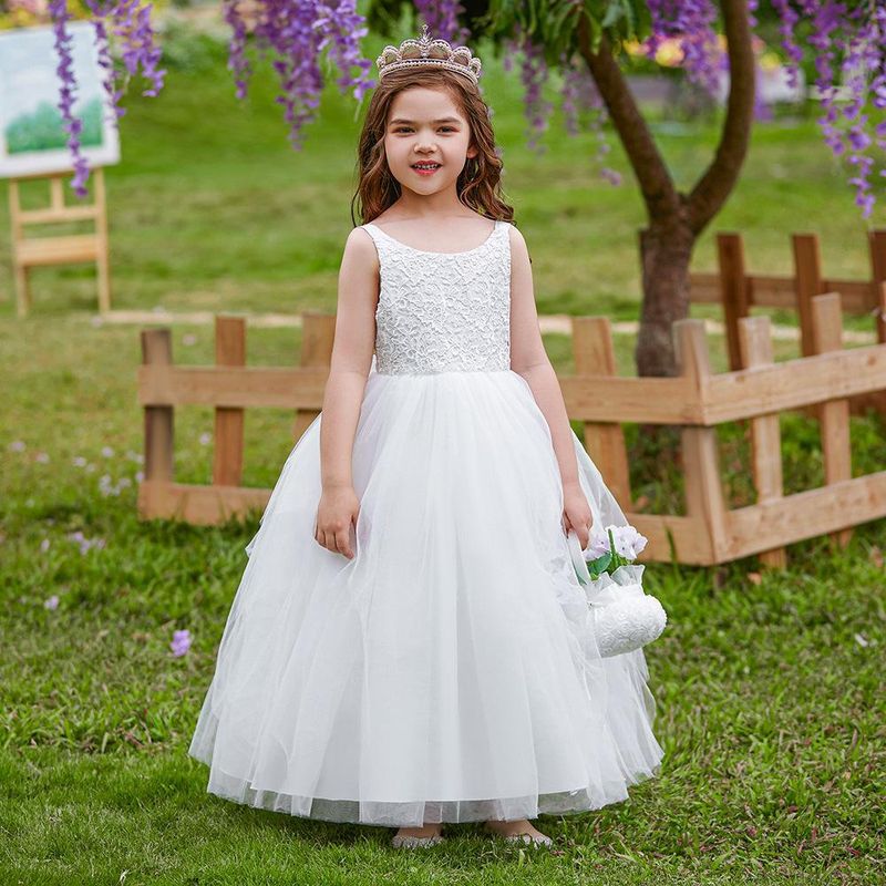 Otroška nova srednja in velika otroška obleka, obleka princese, otroške vezene mrežaste naramnice, puhasta oblačila za rojstni dan._voghion.com