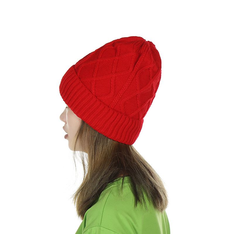 Berretto da donna in stile coreano, alla moda, lavorato a maglia spesso, con protezione per le orecchie, caldo, all'ingrosso_voghion.com