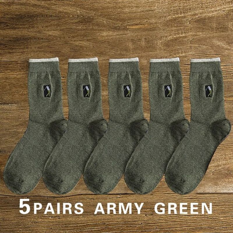 Mercury MERCURY 5 Pairs High Quality Embroidery Cotton Male New Business Brand Deodoriza Dress Men's Outdoor Baseball Socks_voghion.com