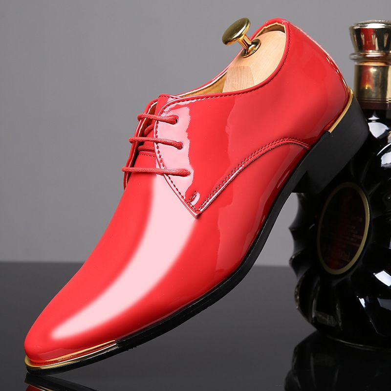 Unschlagbare Qualität 2019 Übergroße modische Einzelschuhe aus glänzendem Leder, Schnürschuhe für Herren_voghion.com