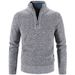 "Cardigan unisex foderato in pile – Maglione lavorato a maglia minimalista con collo alto e orlo a coste"_voghion.com