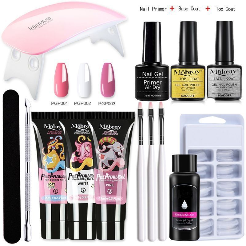 Poly Nails jel Seti 6 renkli Kristal Genişletici Tırnak Geliştirme Kiti_voghion.com