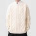 Męski sweter retro z dzianiny kablowej z długim rękawem, swobodny, z okrągłym dekoltem, luźny krój, jednolity kolor, moda zimowa_voghion.com