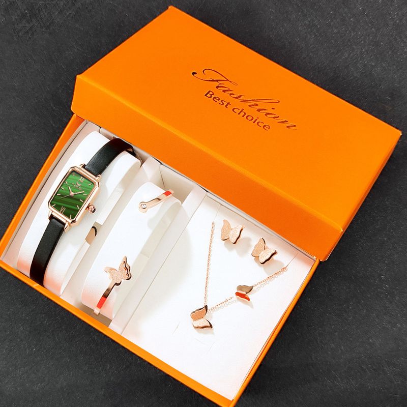 Fashion Small Green Watch Ladies Watch Bracelet Set Waterproof Quartz Watch Steel Belt Ladies Watch Watch Set_voghion.com