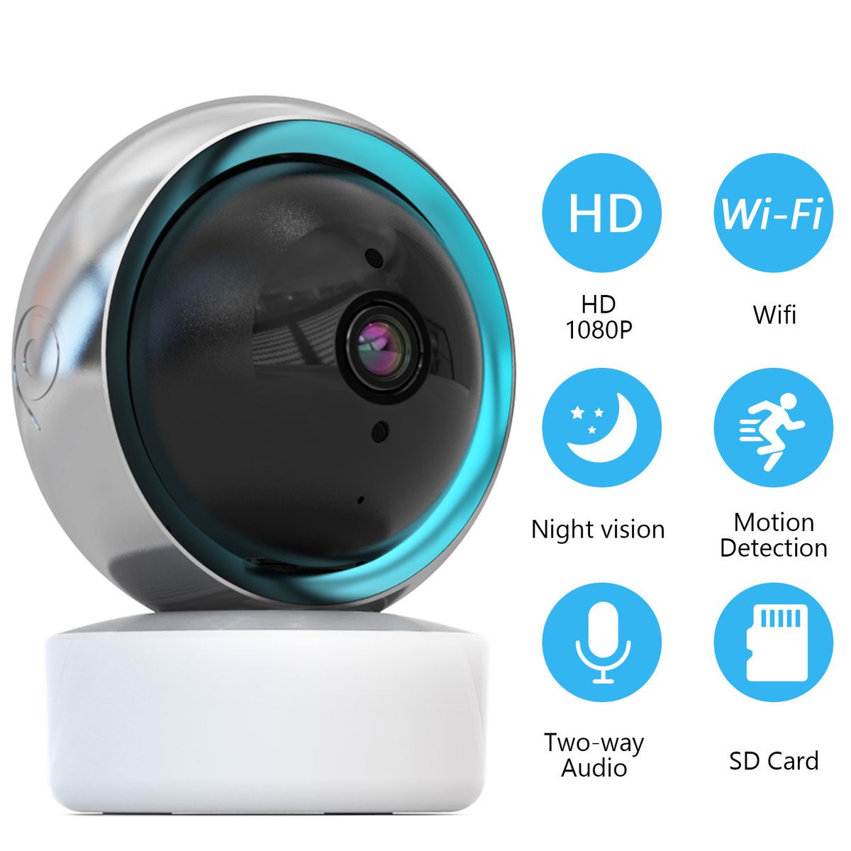 Caméra de surveillance sans fil WiFi Tuya Smart Home avec vision nocturne HD et contrôle à distance via mobile_voghion.com