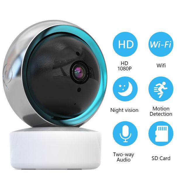 Caméra de surveillance sans fil WiFi Tuya Smart Home avec vision nocturne HD et contrôle à distance via mobile_voghion.com