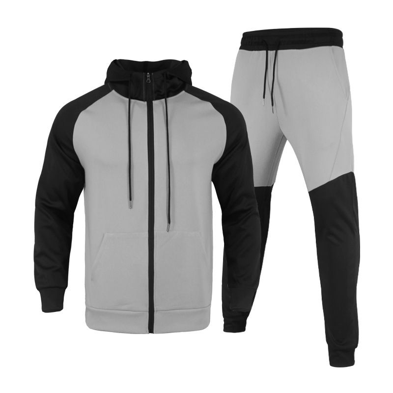 Spring and Autumn Season Leisure Sports Men's Long sleeved Hoodie Color Block Set_voghion.com