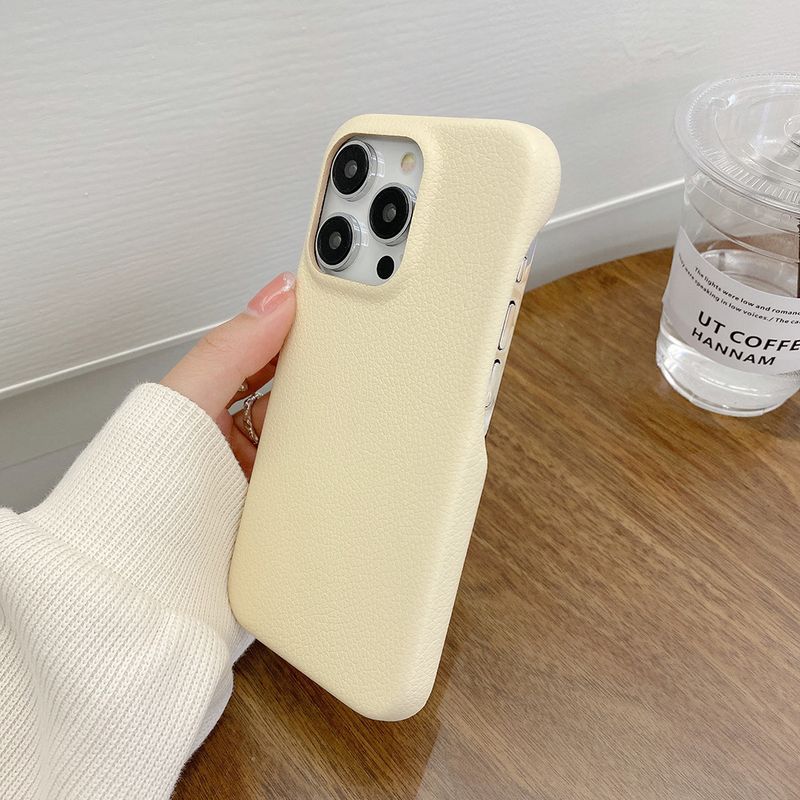 Applicable à l'étui de protection simple pour iPhone 14 12 motif litchi 13ProMax étui de téléphone créatif ins wind_voghion.com