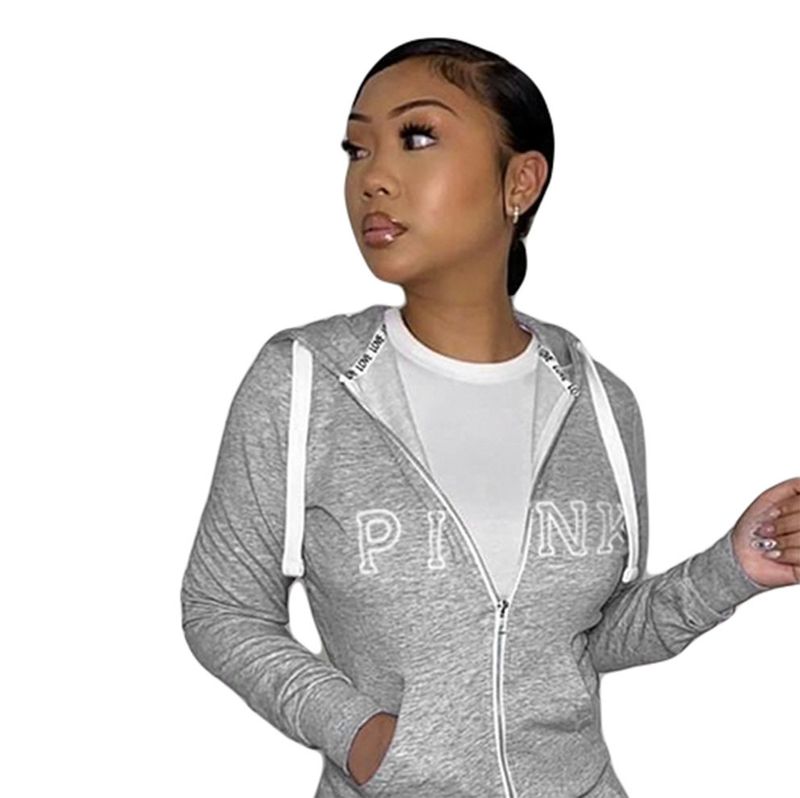 Women's Print Casual Loose Large Size Zipper Hoodie with Hat_voghion.com