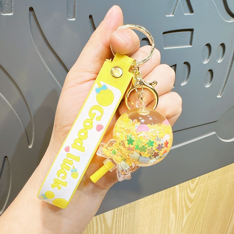 Mit Öl angereicherter Flüssigsand-Lollipop-Schlüsselanhänger für Frauen, süßer und exquisiter Rucksack-Anhänger, Auto-Schlüsselanhänger,_voghion.com