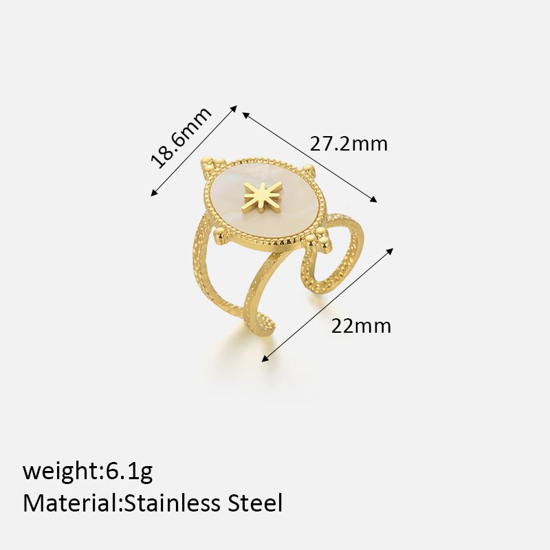 Anello aperto ovale semplice retrò francese Fritillary da donna, personalità versatile, in acciaio inossidabile placcato oro_voghion.com