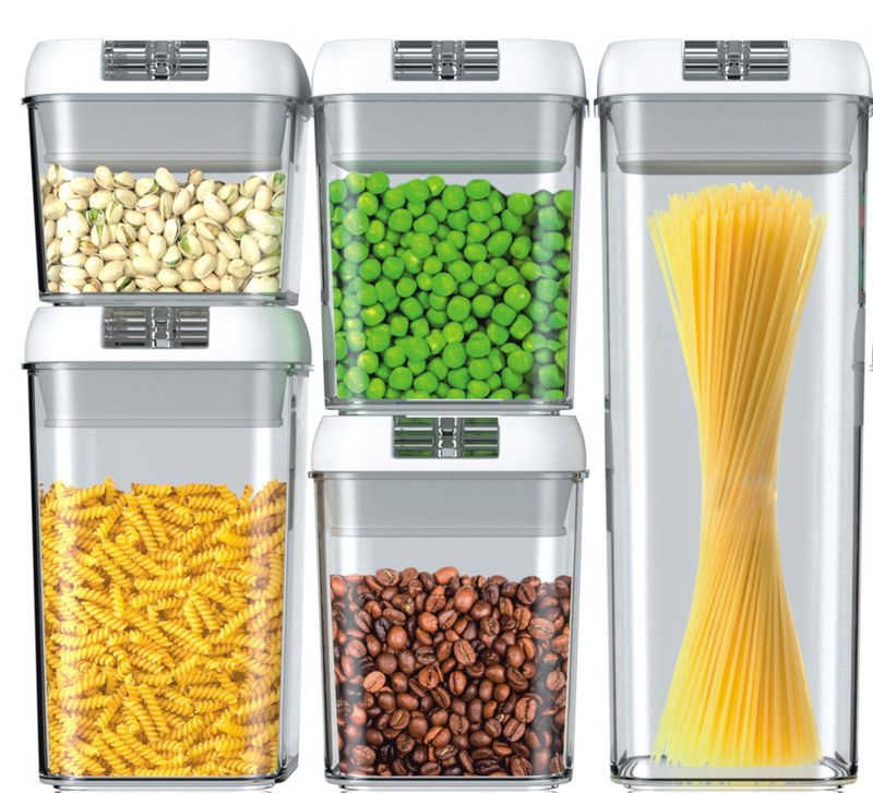 5-Piece Airtight Food Storage Containers Set – BPA-Free PS+PP Plastic Kitchen Canisters With Locking Lids (Stackable Pantry Organizers)​_voghion.com